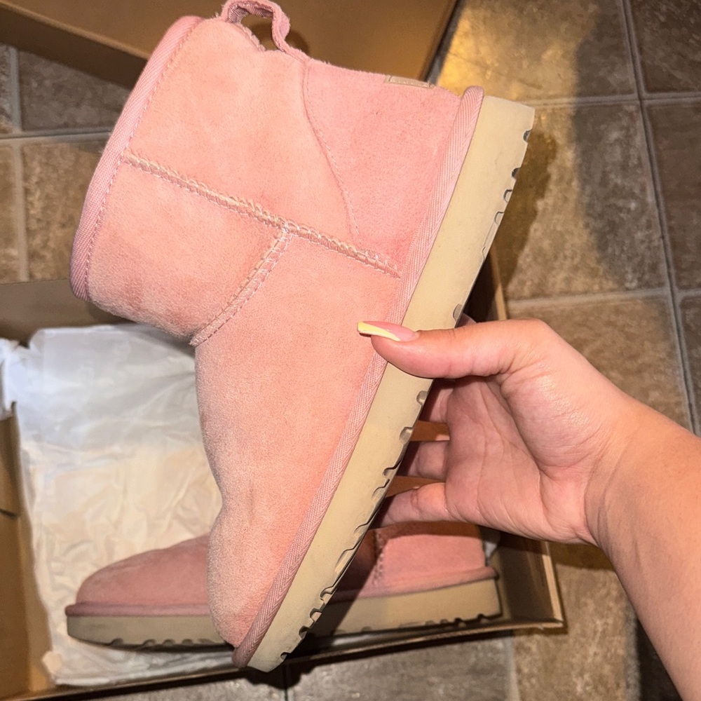 UGG Pink Suede Short Classic Boot - Women's